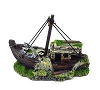 MONOJLY Décorations de bateau coulé en résine pour aquarium Betta pour aquarium Accessoires cachette pour ermite C