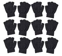 MONOJLY Lot de 6 paires de mitaines d'hiver unisexes tricotées pour homme et femme, couleur unie, sans doigts, extensibles, Gris profond, 16x13cm