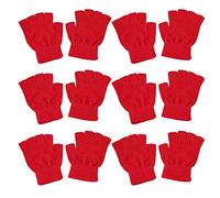 MONOJLY Lot de 6 paires de mitaines d'hiver unisexes tricotées pour homme et femme, couleur unie, sans doigts, extensibles, Rouge, 16x13cm