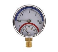 MONOJLY Manomètre 0-16Bar 0-120 ℃ Manomètre Thermique Alliage 1/4"NPT Cadran 2,4in Jauge de Pression Remplie de Liquide Thermo-manomètre Précisions