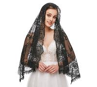 MONOJLY Voile catholique en dentelle Mantilla élégant motif floral doux et confortable pour couvre-tête pour femme Messe latine pour l'infini