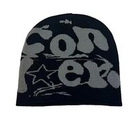 MONOJLY Y2K Unisexe Bonnet Béanie Hip-hop Automne et Hiver Style Harajuku Accessoires Photo Polyvalent Halloween Polaire Bonnet, Noir , 6 3/4-7 3/8