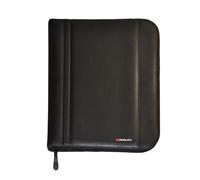 monolith 2000002754 - Porte-Documents Aspect Cuir, classeur à Anneaux avec Fermeture éclair sur Tout Le pourtour et Compartiments, Noir