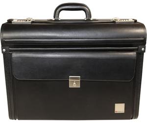 monolith - Valise de pilote en similicuir 43 L | Porte-documents noir avec serrure à combinaison et compartiment pour orateur portable 15,6 pouces