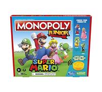 Monopoly Junior Super Mario Edition Board Game, Fun Kids' Ages 5 and Up, Explore The Mushroom Kingdom as Mario, Peach, Yoshi, Or Luigi (Amazon Exclusive)