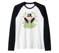 Monopoly Mr. Monopoly Money Pile Front & High Roller Back Manche Raglan
