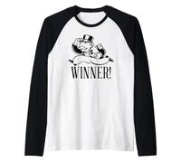 Monopoly Winner! Mr. Monopoly Running Dollars Sign Back Manche Raglan