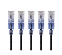 Monoprice Cat6A 6in Black 5-PK Patch Cable UTP 30AWG 10G Pure Bare Copper Snagless RJ45 SlimRun Series Ethernet Cable