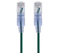 Monoprice Lot de 10 câbles de raccordement Cat6A - Vert - 4,3 m - UTP - 30 AWG - 10 G - Cuivre pur nu - Sans accroc - RJ45 SlimRun Series