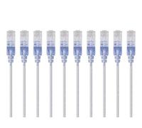 Monoprice Lot de 10 câbles de raccordement Ethernet Cat6A - Snagless RJ45, 550 MHz, 10 G, UTP, fil de cuivre nu pur, 30 AWG, 0,9 m, blanc - Série SlimRun