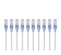 Monoprice Lot de 10 câbles de raccordement Ethernet, catégorie 6A, Blanc, 0,6 m, UTP 0,05 mm² 10 G en cuivre Pur Nu, Embout RJ45 « snagless », Gamme SlimRun