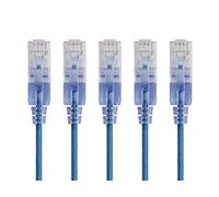 Monoprice - Lot de 5 câbles de raccordement Ethernet SlimRun Cat6A - snagless RJ45 UTP Fil de cuivre Nu 10 G 30 AWG 0,6 m Bleu