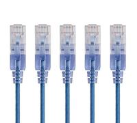 Monoprice Lot de 5 câbles de raccordement réseau Ethernet Cat6A - 9,1 m - Bleu | 10 G - Série SlimRun