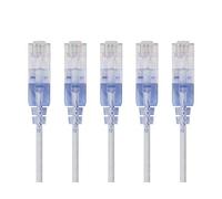 Monoprice Lot de 5 câbles Ethernet Cat6A - 0,5 m - Blanc (lot de 5) - Câble réseau Internet - RJ45, toronné, UTP, pur fil de cuivre nu, 30 AWG - Série SlimRun