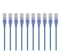 Monoprice SlimRun 115166 Lot de 10 câbles de raccordement Ethernet Cat6A Bleu 3 m Cordon réseau Internet - RJ45, 550 MHz, UTP, fil de cuivre nu pur, 10 G, 30 AWG