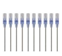 Monoprice SlimRun Lot de 10 câbles de raccordement Ethernet Cat6A - 4,2 m - Cordon réseau Internet - RJ45, 550 MHz, UTP, fil de cuivre nu pur, 10 G, 30 AWG, lot de 10