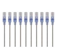 Monoprice SlimRun Lot de 10 câbles de raccordement Ethernet Cat6A sans accroc RJ45 550 MHz 10 G UTP Fil de cuivre nu 30 AWG 2,1 m Gris