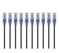 Monoprice - 115165 SlimRun Câble de raccordement Ethernet Cat6A - Fil de cuivre pur nu RJ45 UTP sans accroc 10 G 30 AWG 3 m noir lot de 10