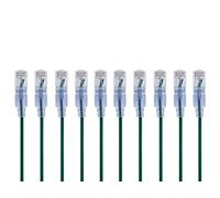 Monoprice SlimRun Series SlimRun Lot de 10 câbles de raccordement Ethernet Cat6A sans accroc RJ45 550 MHz 10 G UTP Fil de cuivre nu 30 AWG Vert 61 cm