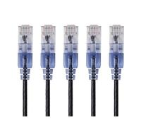 Monoprice SlimRun Lot de 5 câbles de raccordement Ethernet Cat6A - 1,5 m - Cordon réseau Internet - RJ45, 550 MHz, UTP, fil de cuivre nu pur, 10 G, 30 AWG, lot de 5