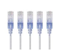 Monoprice SlimRun Lot de 5 câbles de raccordement Ethernet Cat6A - 1,5 m - Cordon réseau Internet - RJ45, 550 MHz, UTP, fil de cuivre nu pur, 10 G, 30 AWG, lot de 5