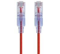 Monoprice SlimRun Lot de 5 câbles de raccordement Ethernet Cat6A sans accroc RJ45 550 MHz UTP 10 G 30 AWG Rouge