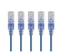 Monoprice SlimRun 115142 Lot de 5 câbles de raccordement Ethernet Cat6A Bleu 3 m Câble réseau Internet - RJ45, 550 MHz, UTP, fil de cuivre nu pur, 10 G, 30 AWG