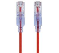 Monoprice SlimRun Lot de 5 câbles de raccordement Ethernet Cat6A - Cordon réseau Internet - RJ45, 550 MHz, UTP, fil de cuivre nu pur, 10 G, 30 AWG, 2,1 m, rouge