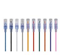 Monoprice SlimRun Série SlimRun 129476 Lot de 10 câbles de raccordement Ethernet Cat6A de 3,5 m - 10 couleurs - Câble réseau Internet sans accroc RJ45 UTP - Fil de cuivre nu pur 10 g 30 AWG