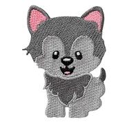 Monoquick Écusson thermocollant Loup enfantin, gris, 5,0 x 6,5 cm