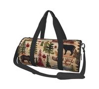 Monorail Sac de sport imprimé train avec poche humide et compartiment à chaussures, sac de voyage pour homme et femme, Arbre Ours Cerf, Taille unique, Sac de voyage