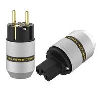 Monosaudio Fiche d'alimentation HiFI de bonne qualité 16 A 250 V - Fiche Schuko plaquée or - Fiche IEC pour caisson de basses, amplificateurs, DV/AV (plaqué)