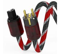 Monosaudio P046 Câble d'alimentation HiFi, diamètre 17 mm, 1 m, blindage en cuivre, 2 broches, OFC AC, câble d'alimentation audiophile, avec fiche EU Schuko + IEC C15, pour DVD/amplificateur/décodeur