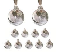 MonoSora Décoration commémorative de Noël transparente avec plumes et pendentif en métal, My Heart Is in Heaven, décoration à suspendre en plastique transparent pour sapin, 8 cm