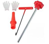 MonoSora Kit d'outils d'installation et de démontage de valve pour réparation de pneus en acier avec tube de localisation et tige de poussée poignée rouge pour voitures, VTT, camions