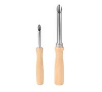 MonoSora Lot de 2 perforateurs de paille avec poignée en bois pour couvercles en plastique, limonade, couvercle de tasse, outil en acier inoxydable de 16,2 cm et 17,2 cm