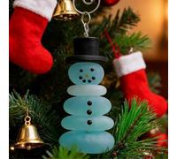 MonoSora Ornement de sapin de Noël inspiré de l'océan en verre de mer synthétique pour décoration de vacances sur le thème côtier, décoration artisanale à suspendre pour la maison, la voiture ou la