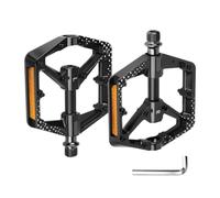 MonoSora Pédales de vélo 9/16" avec bandes réfléchissantes, pédales de plate-forme à 3 roulements, alliage d'aluminium et plastique, noir