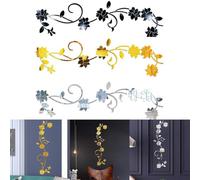 MonoSora Sticker mural 3D en forme de fleur en rotin pour salon, chambre à coucher, décoration de porte, or, argent, noir