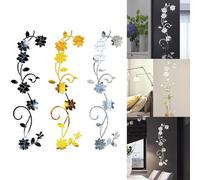 MonoSora Sticker mural 3D en forme de fleur en rotin pour salon, chambre à coucher, porte, décoration murale à faire soi-même, art mural doré