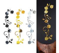 MonoSora Sticker mural 3D en forme de fleur en rotin pour salon, chambre à coucher, salle de bain, décoration dorée