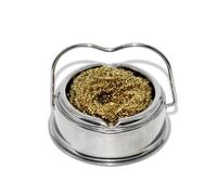 MonoSora Support de boule de nettoyage en fer à souder avec éponge en fil de laiton, pas besoin d'eau, 83 mm de diamètre, argenté ou jaune