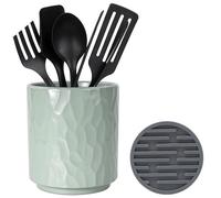 MONOSUGO Petit porte-ustensiles en céramique pour comptoir de cuisine, ustensiles de cuisine, support de tasse pour ustensiles de cuisine pour ustensiles sur comptoir comprend un tapis de séchage en