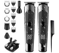 Monovon Hair Clipper for Men, 6-in-1 Hair-Clippers for Men, Ipx7 Waterproof Cordless with LED Display, Intelligent LED Display Razor, Anti-Pinch System for Safe Shaving (2 Set)