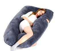 Monozoz Coussin de grossesse - Oreiller de maternité en forme de U avec housse en velou amovible, coussin de soutien polyvalent pour adultes dormant sur le côté, coussin de soutien polyvalent pour