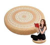 Monozoz Coussin de siège de méditation | Coussin rond tissé à la main pour yoga - Coussin de siège doux et stable pour cheminée, yoga, salon, méditation