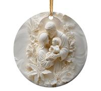 Monozoz Décorations de Noël catholiques à effet rond - Décoration de Noël religieuse en acrylique de 10,2 cm - Pendentif de baptême pour décoration murale de vacances