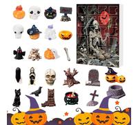Monozoz Figurines d'Halloween 2025 - Calendrier de l'avent horreur crâne d'Halloween | Décoration saisonnière pour dortoir, crèche, école, bureau, maison hantée, décoration d'automne pour