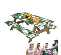 Monozoz Housses de table de pique-nique et de banc, housse de table de pique-nique avec housses de banc - Lot de 3 housses élégantes pour banc de pique-nique - Belles nappes élastiques imperméables