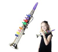 Monozoz Instrument de Trompette pour | Jouez du Saxophone Musical - Chansons éducatives pédagogiques Saxophone Instrument de Musique Trompette avec 8 Touches colorées pour Les Vacances et Les